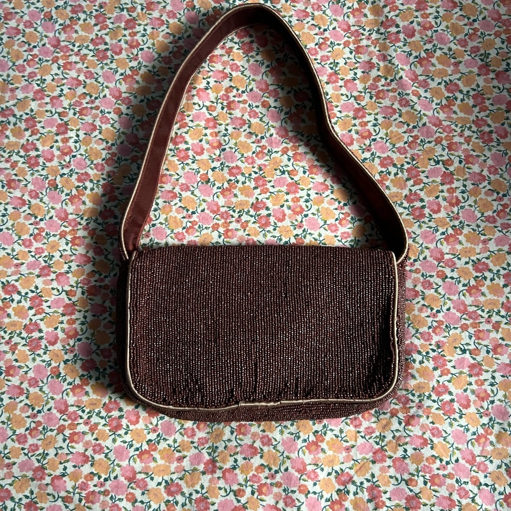 Brown Beaded Espresso Martini Shoulder Bag - Picture 2 of 4